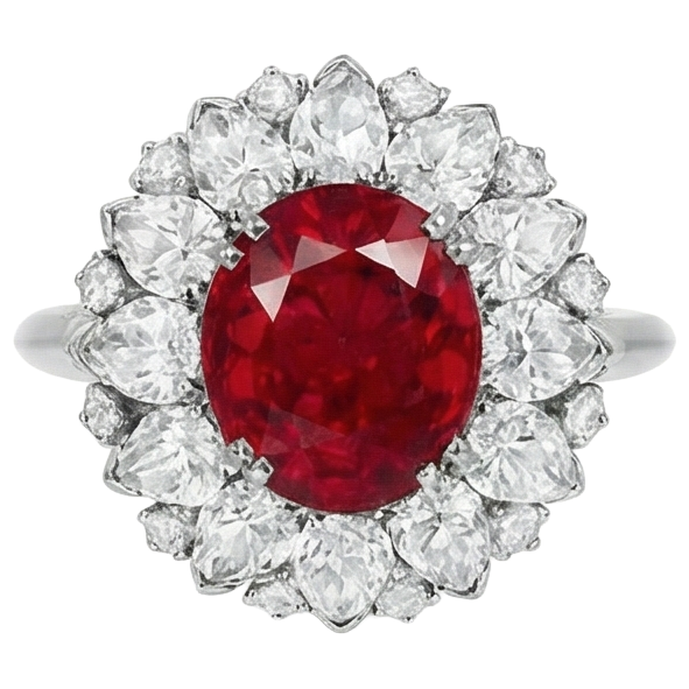 echter oval rubin 17.75Karat ring Detailansicht