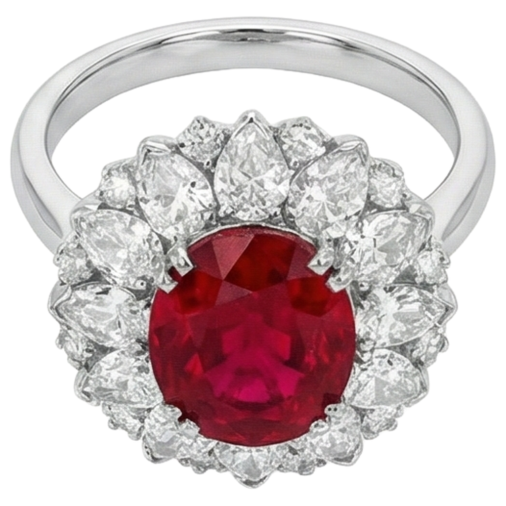 echter oval rubin 17.75Karat ring Draufsicht