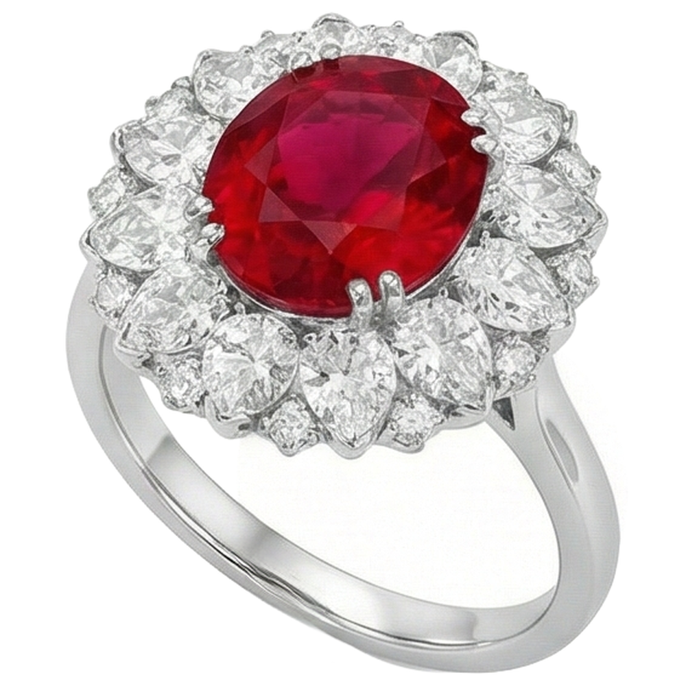 echter oval rubin 17.75Karat ring Profilansicht