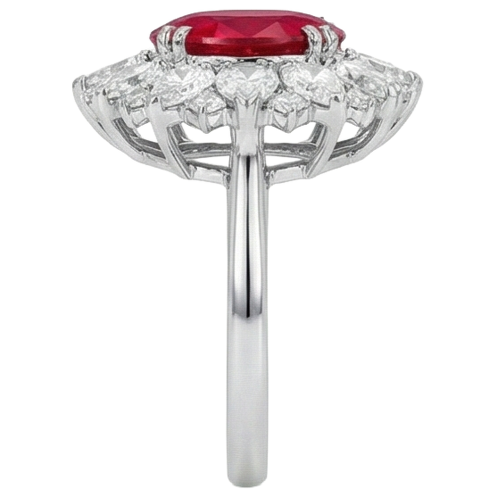 echter oval rubin 17.75Karat ring mit Diamantbesatz