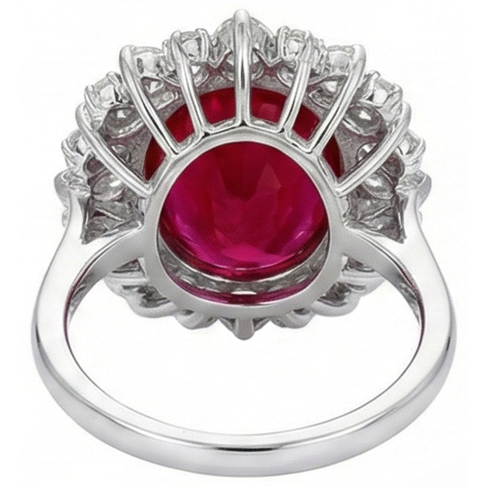 echter oval rubin 17.75Karat ring Seitenansicht