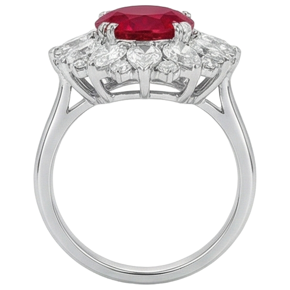 echter oval rubin 17.75Karat ring Band Detail