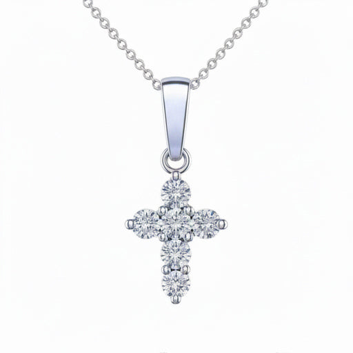 Diamantkreuzkette 2,00 ct Runder Brillantschliff 14 Karat Weißgold