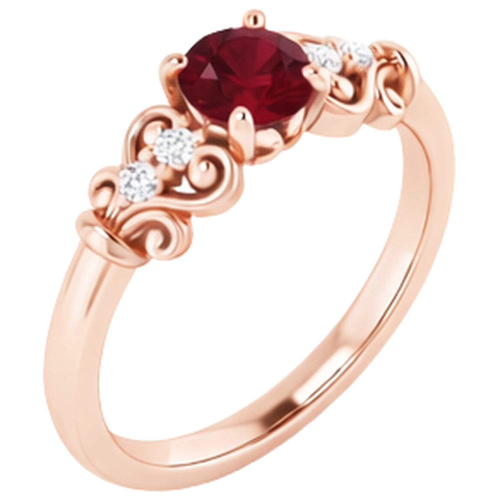 Diamantring 1.10 Karat Burma Rubin Antik-Stil Roségold 14K