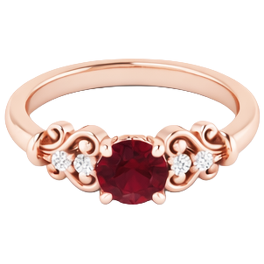 Diamantring 1.10 Karat Burma Rubin Antik-Stil Roségold 14K