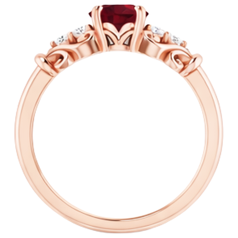 Diamantring 1.10 Karat Burma Rubin Antik-Stil Roségold 14K