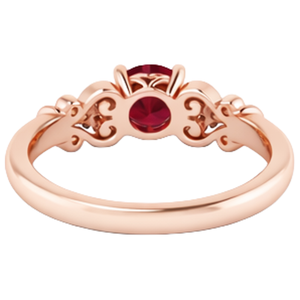Diamantring 1.10 Karat Burma Rubin Antik-Stil Roségold 14K