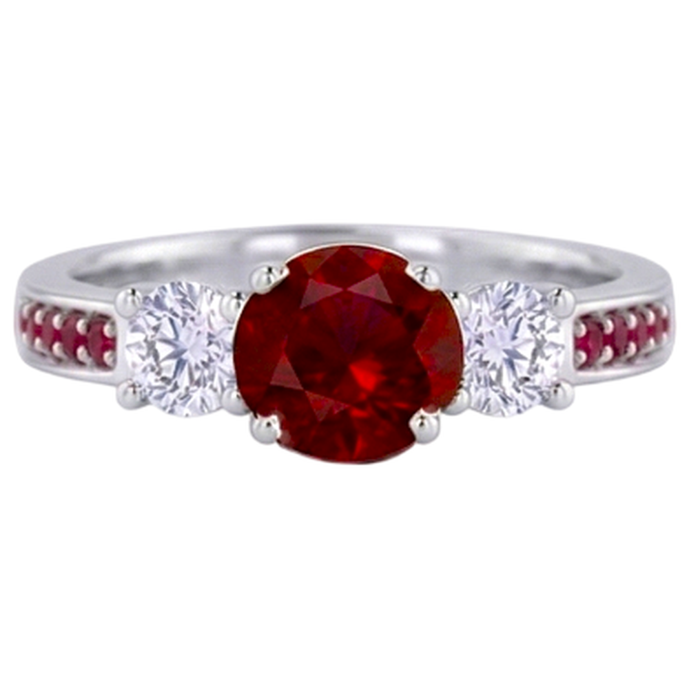echter round rubin 1.07Karat ring Vorderansicht