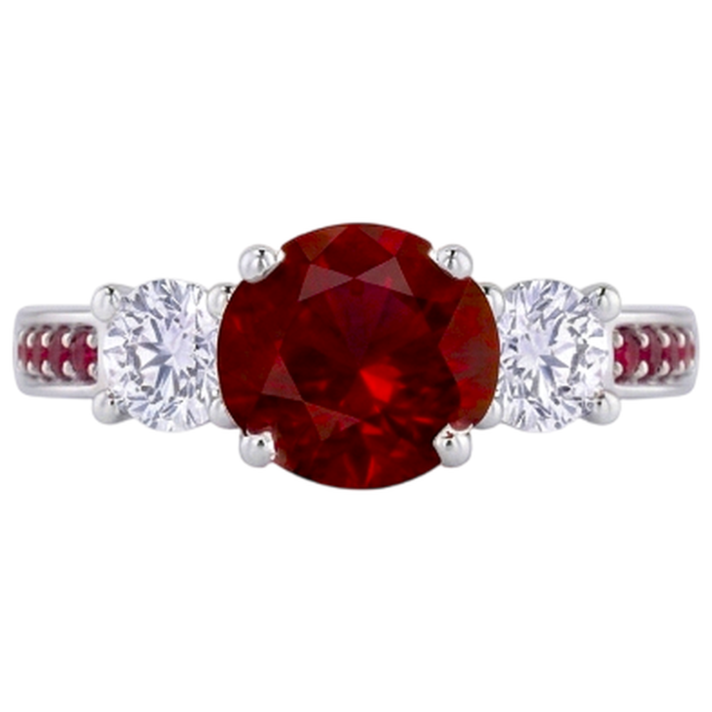 echter round rubin 1.07Karat ring Seitenansicht