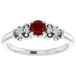 Diamantring 1,10 Karat Rubinschmuck im antiken Stil