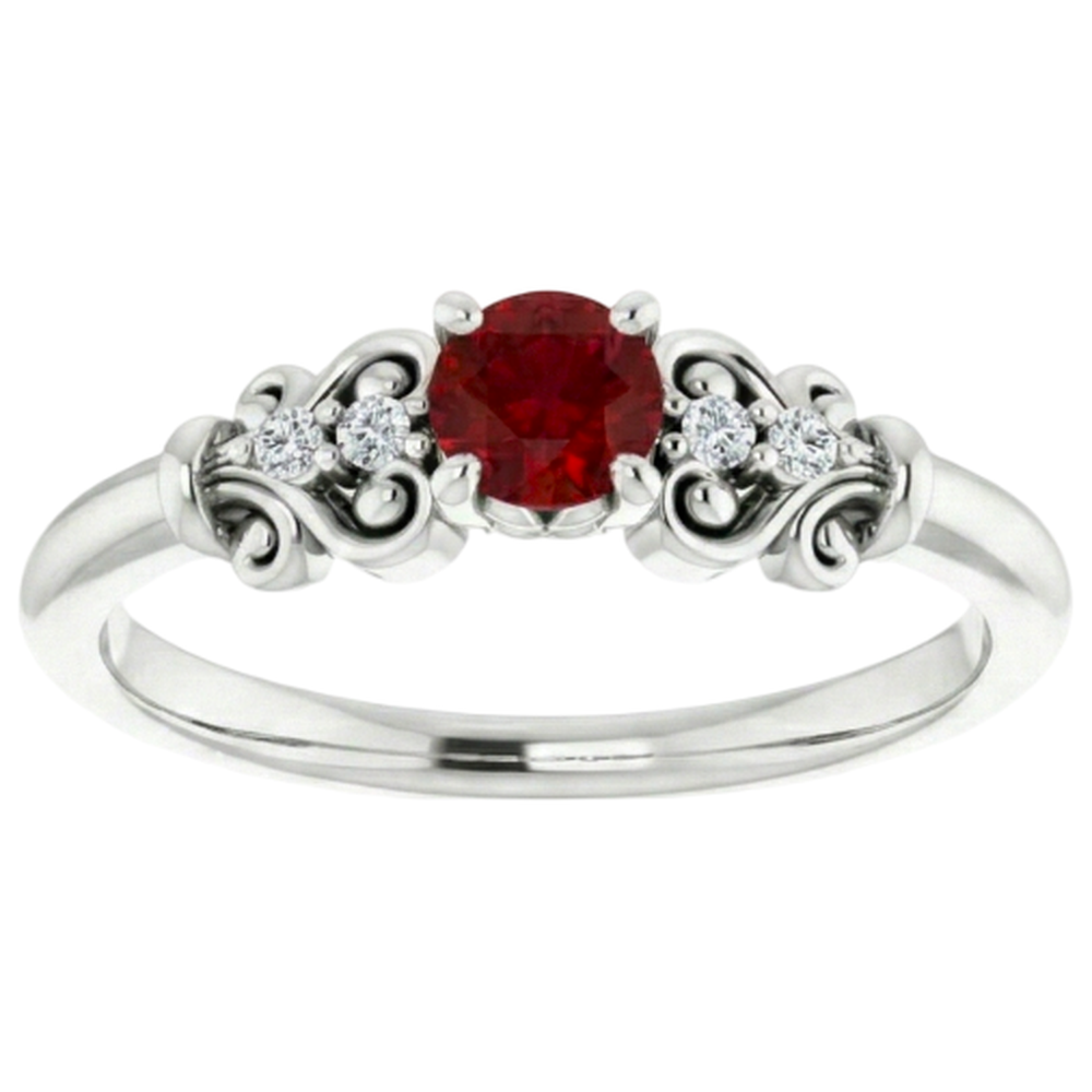 Diamantring 1,10 Karat Rubinschmuck im antiken Stil