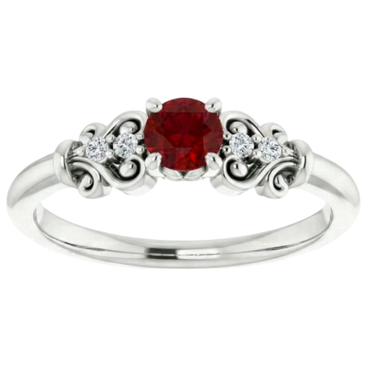 Diamantring 1,10 Karat Rubinschmuck im antiken Stil