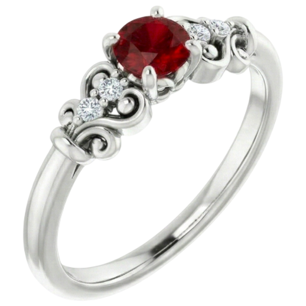 Diamantring 1,10 Karat Rubinschmuck im antiken Stil