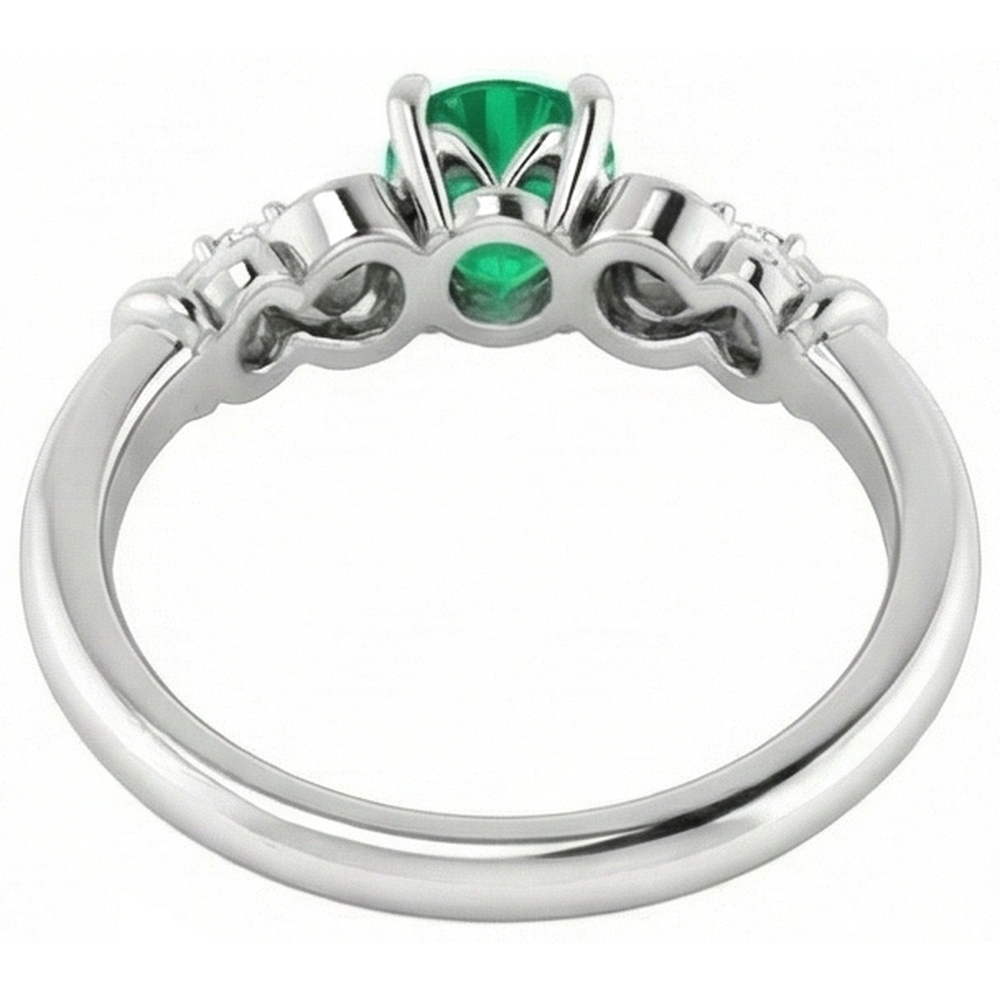 echter round smaragd 1.10Karat ring mit Diamantbesatz