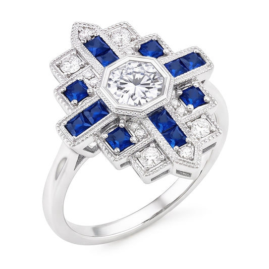 Diamantring 2,50 Karat Antik-Stil Ceylon Blauer Saphir