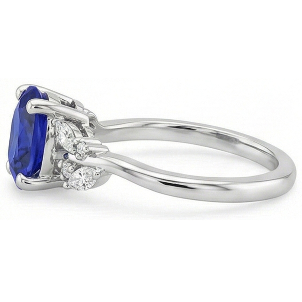 echter oval diamant 4Karat ring Profilansicht