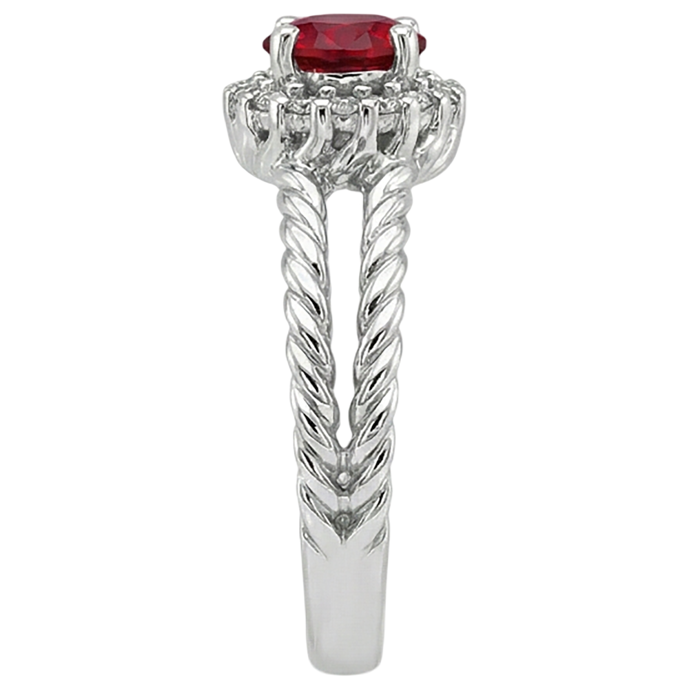 Diamantring Rubin und Diamanten 2 Karat Weißgold 14K Schmuck