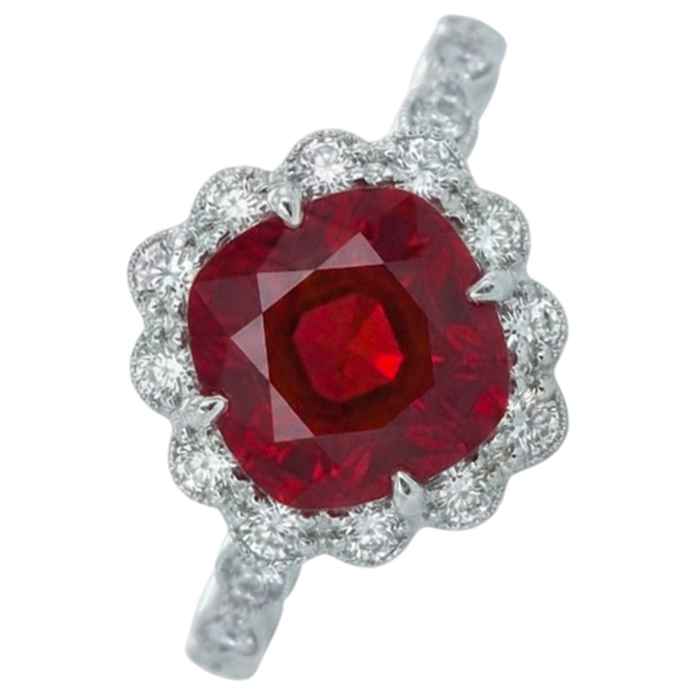 echter round rubin 2.45Karat ring Seitenansicht