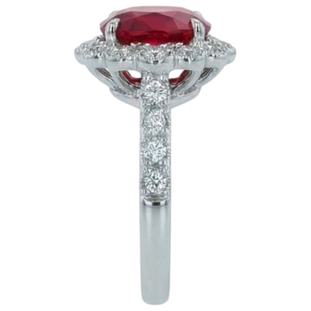 echter round rubin 2.45Karat ring Detailansicht