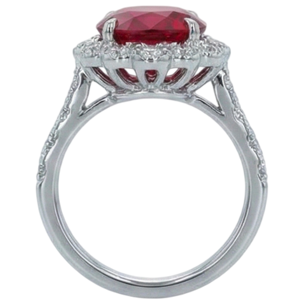 echter round rubin 2.45Karat ring Draufsicht