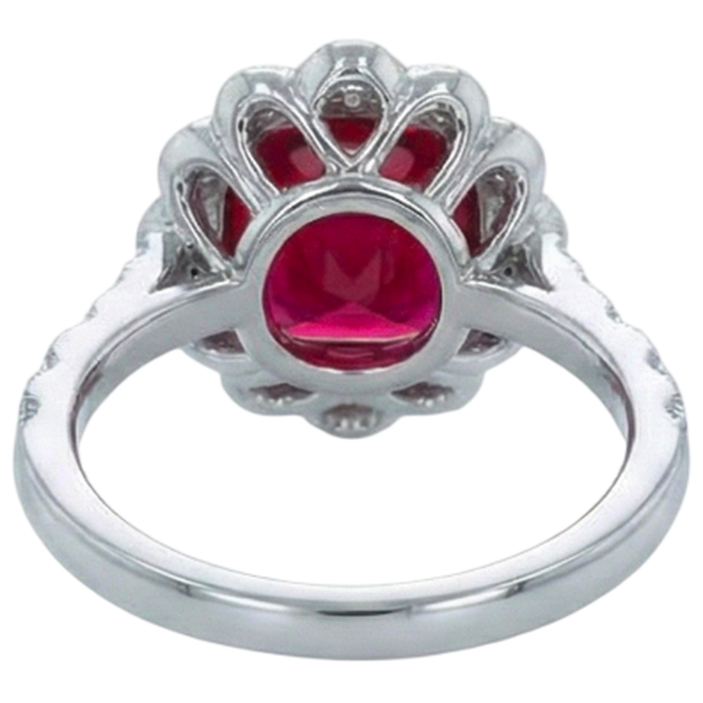 echter round rubin 2.45Karat ring Profilansicht