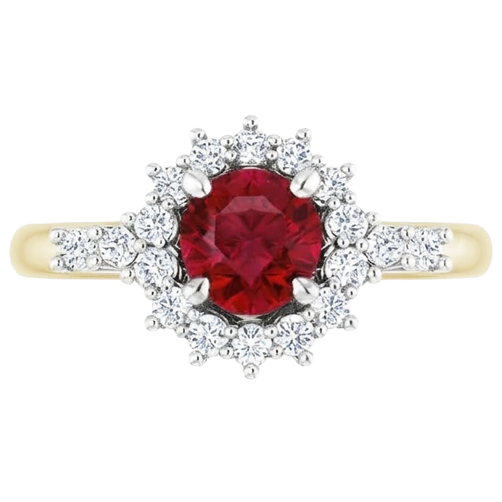 echter round rubin 1.50Karat ring Draufsicht