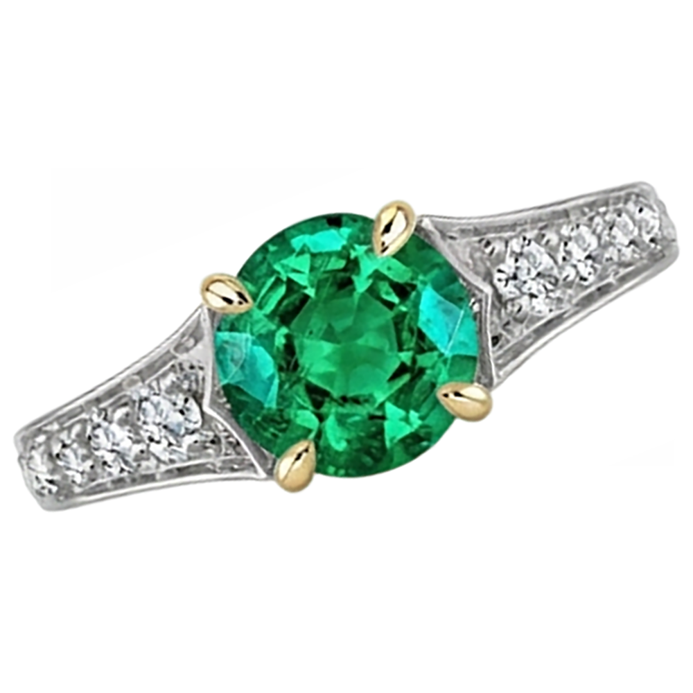 Brillanter Smaragd Schmuckstein-Ring 2,50 Karat – Schrägansicht