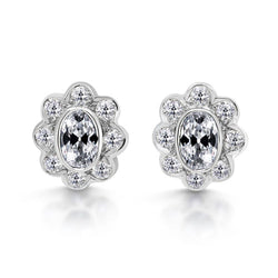 14K Weißgold Lünettenfassung Edler Diamant Ohrringe 1 Karat