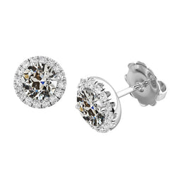 14K Weißgold Antik-Kissen-Schliff Diamant Ohrhänger 1 Karat