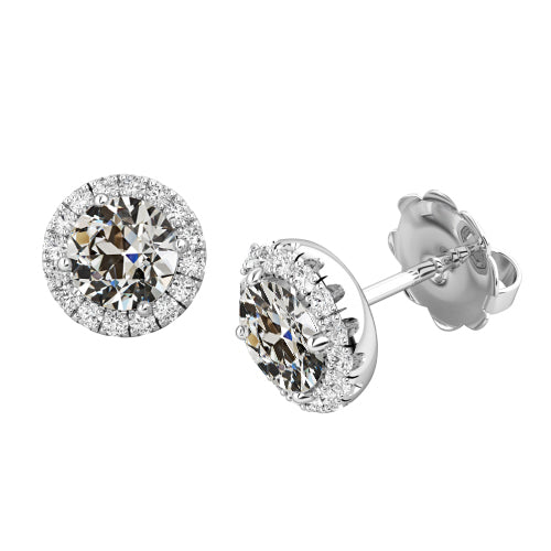 Diamant Antik-Kissen-Schliff Ohrhänger in 14K Weißgold – Hauptansicht