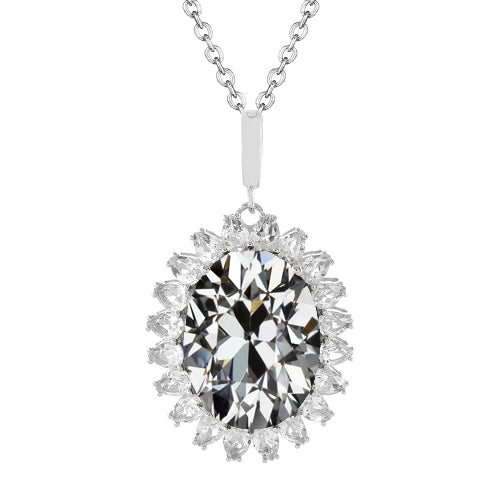 Anhänger-Halskette 14K Weißgold mit Edler Diamant – Hauptansicht