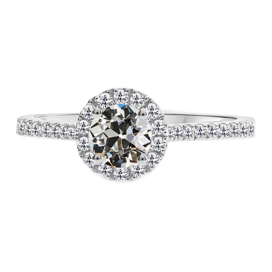 Edler Diamant Antik-Kissen-Schliff Halo-Fassung Ring in 14K Weißgold – Hauptansicht