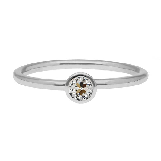 Brillant Antik-Kissen-Schliff Einzelstein-Ring in 14K Weißgold – Hauptansicht