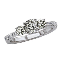 Brillant Jubiläumsring Solitär mit Seitensteinen 3 Karat in 14K