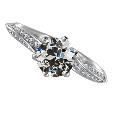 Solitär-Ring mit Akzenten 14 Karat Weißgold mit Diamant – Hauptansicht
