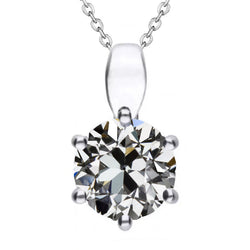 14K Weißgold Anhänger-Halskette mit Edler Diamant – 3,50 Karat