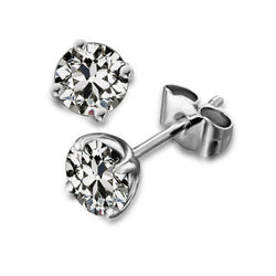 Ohrringe 14K Weißgold – Brillant Antik-Kissen-Schliff 4 Karat