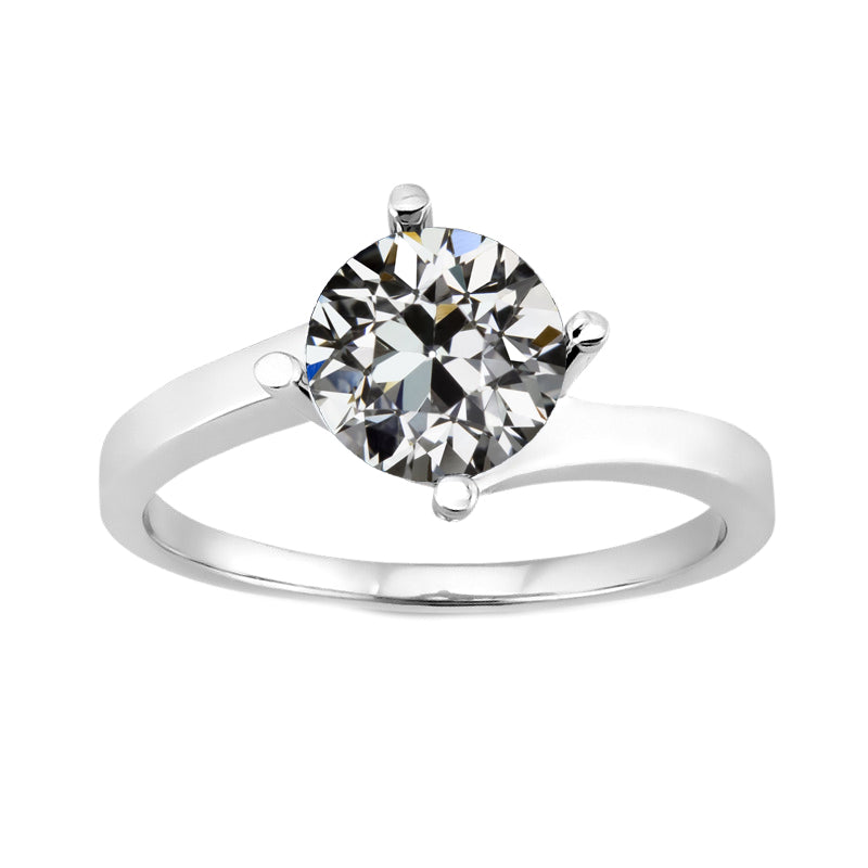 Old Mine Cut Edler Diamant Ring in 14K Weißgold – Hauptansicht