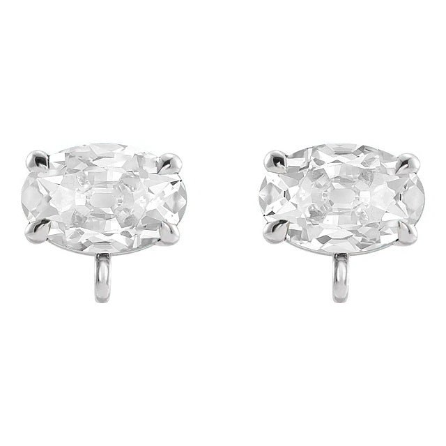 Diamant Old Mine Cut Ohrstecker in 14 Karat Weißgold – Hauptansicht