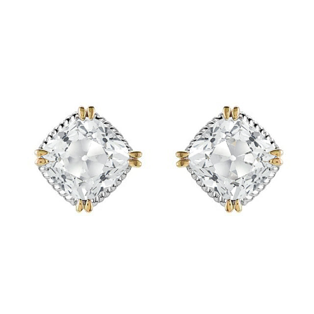Diamant Kissen-Schliff Ohrstecker in Zweifarbiges 14K Gold – Hauptansicht