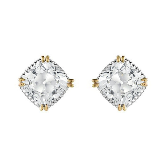 Diamant Kissen-Schliff Ohrstecker in Zweifarbiges 14K Gold – Hauptansicht