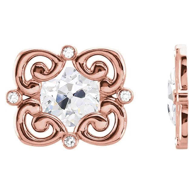 Brillant Ohrstecker 3,25-Karat 14 Karat Roségold – Frontansicht