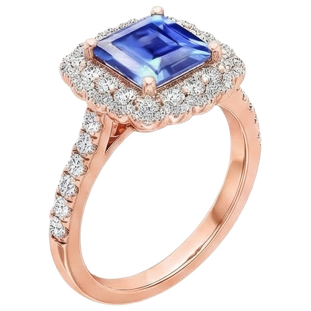 echter asscher diamant 5Karat ring Draufsicht