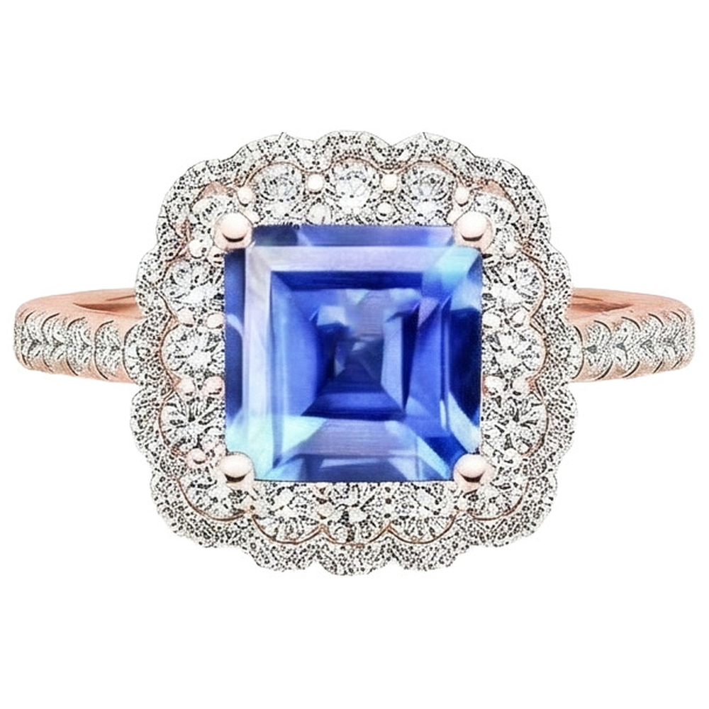echter asscher diamant 5Karat ring Seitenansicht