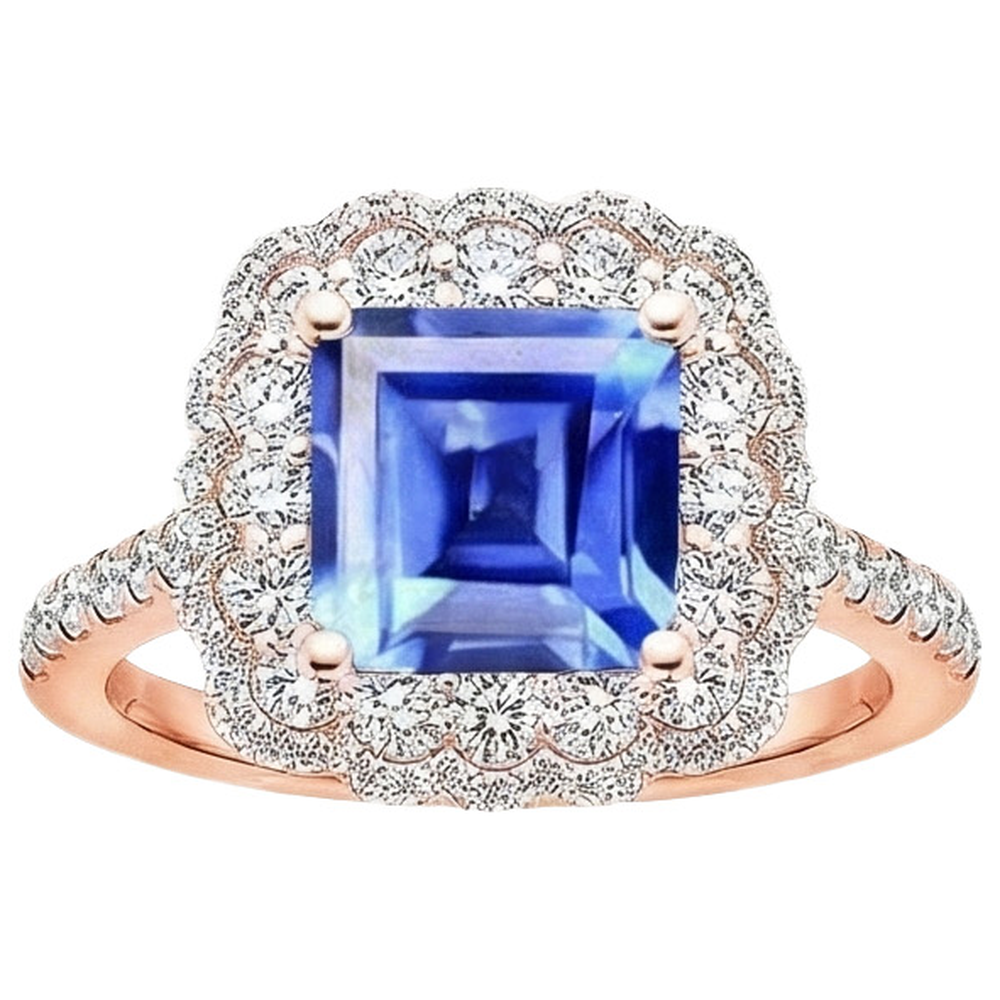 echter asscher diamant 5Karat ring Detailansicht