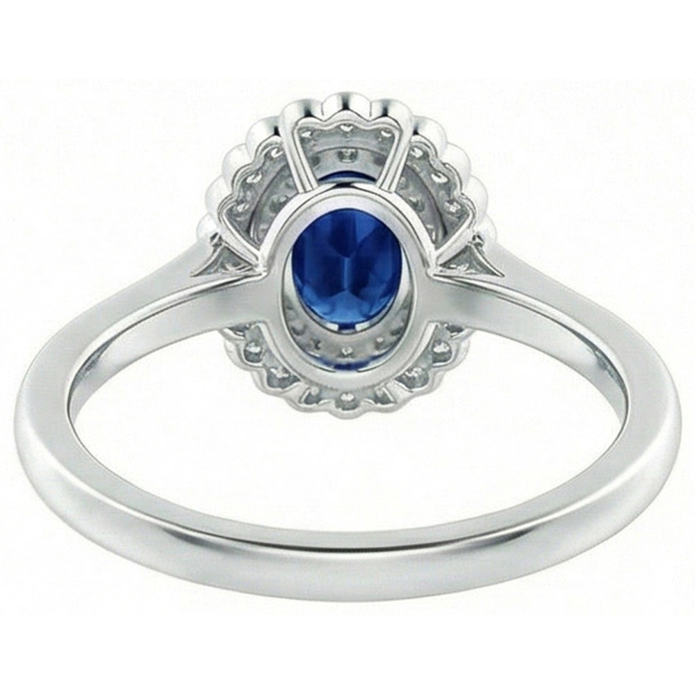 Doppelter Halo Blauer Saphir mit Diamanten Ring 3.25 Karat