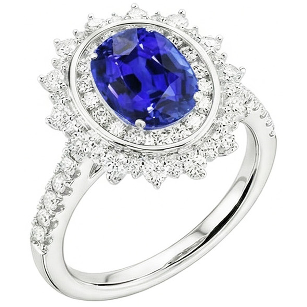 echter oval diamant 4Karat ring Draufsicht