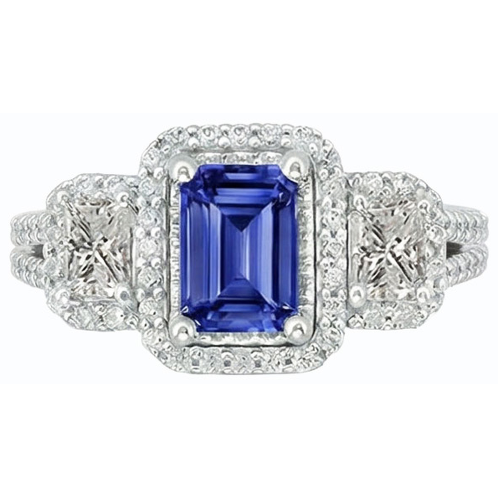 echter baguette diamant 3.50Karat ring auf Weiß