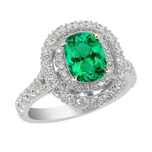 Schmuckstein-Ring Zweifarbiges 14K Gold mit Kolumbianischer Smaragd – Hauptansicht