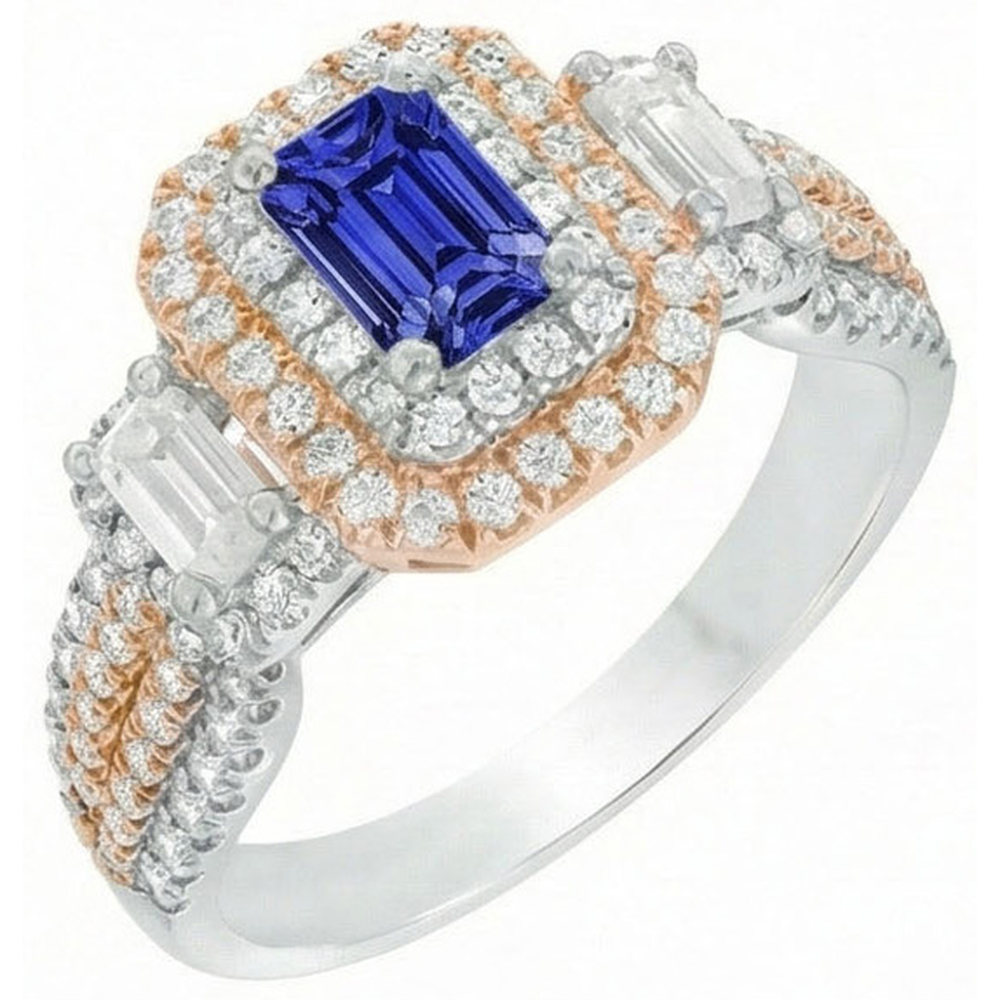 echter round saphir 4Karat ring Seitenansicht